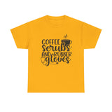 Coffee Scrubs and Rubber Gloves Unisex Heavy Cotton Tee