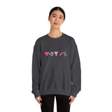 Pink Crewneck Sweatshirt —  Heart, Clover, Caduceus & Stethoscope Medical Icons Embroidery