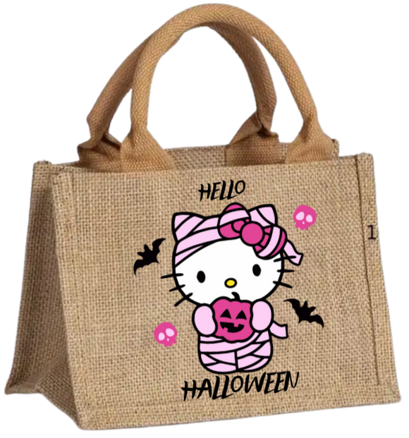 HelloWeen Burlap Tote Bag