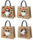 Ghost Burlap Tote Bags