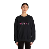 Pink Crewneck Sweatshirt —  Heart, Clover, Caduceus & Stethoscope Medical Icons Embroidery