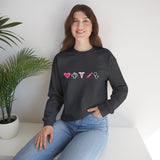 Pink Crewneck Sweatshirt —  Heart, Clover, Caduceus & Stethoscope Medical Icons Embroidery