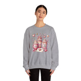 Valentine Hot Drinks Crewneck Sweatshirt — Cute Coffee & Cocoa Hearts Design